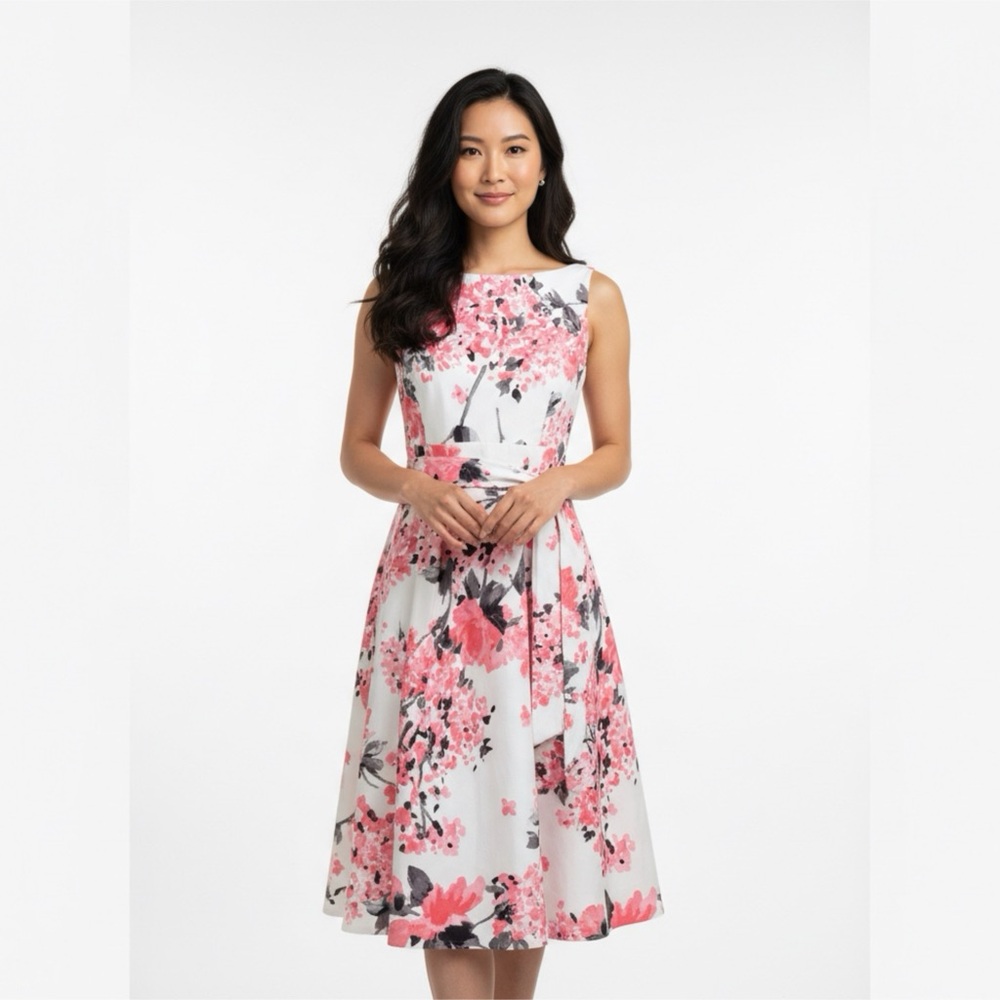 Jessica Howard Coral and Black Floral Dress